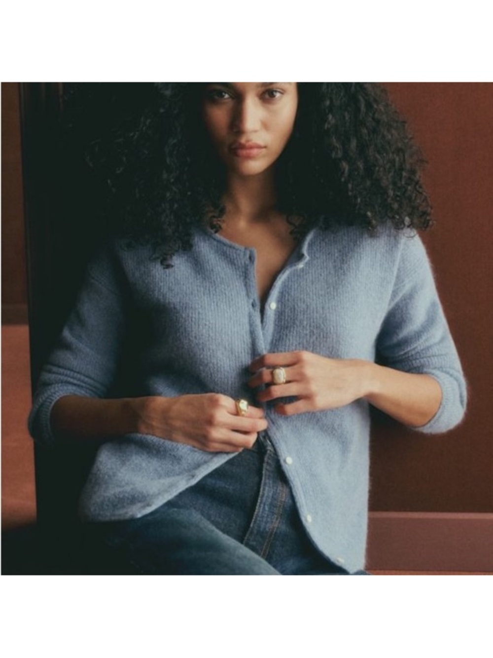 Sezane Gaspard Cardigan, Vintage Blue, Size S, Excellent